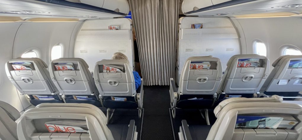 Aegean upgrade bid Aegean Airbus A320neo business class cabin from rear