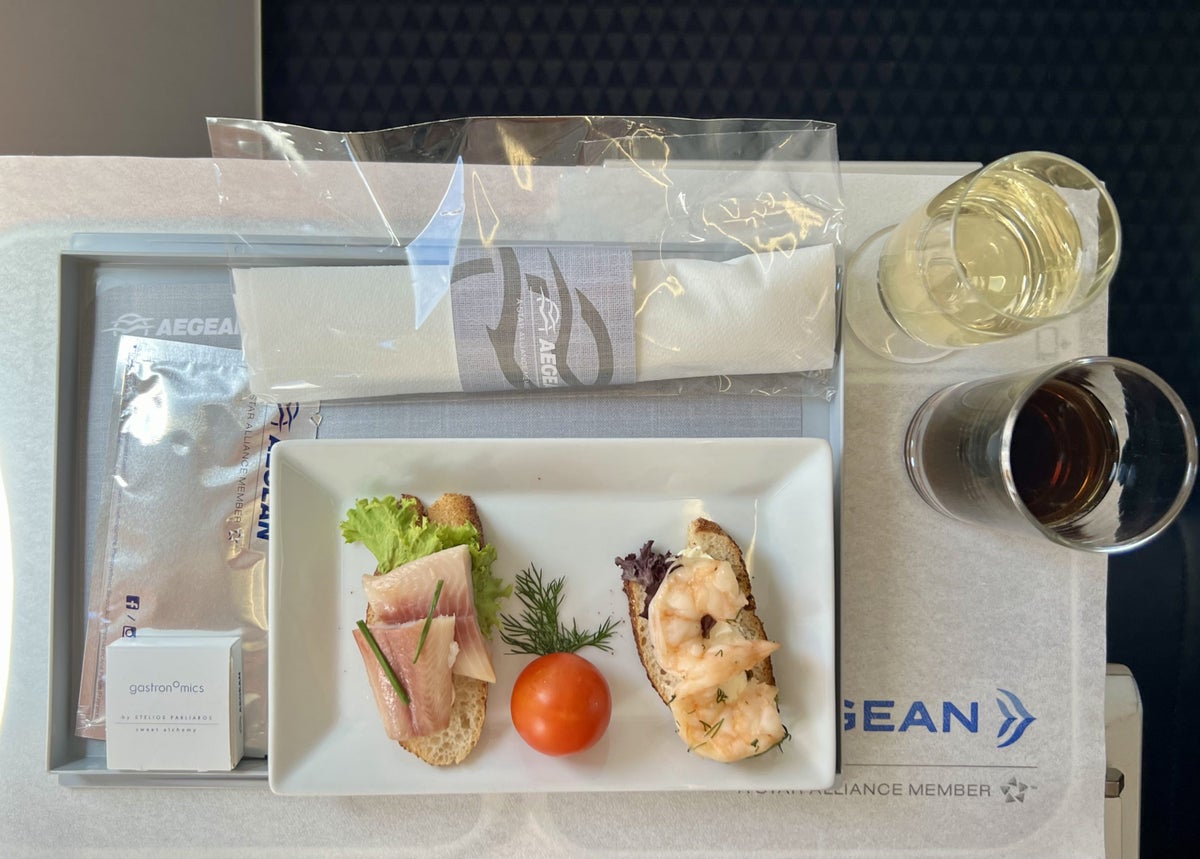 Aegean upgrade bid Aegean Airbus A320neo business class meal