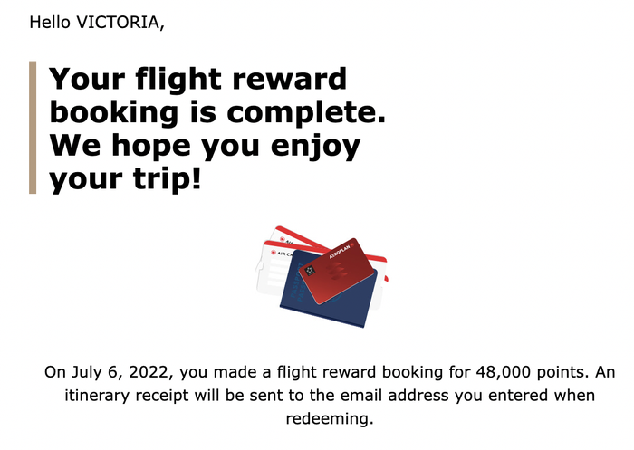 Aeroplan redemption