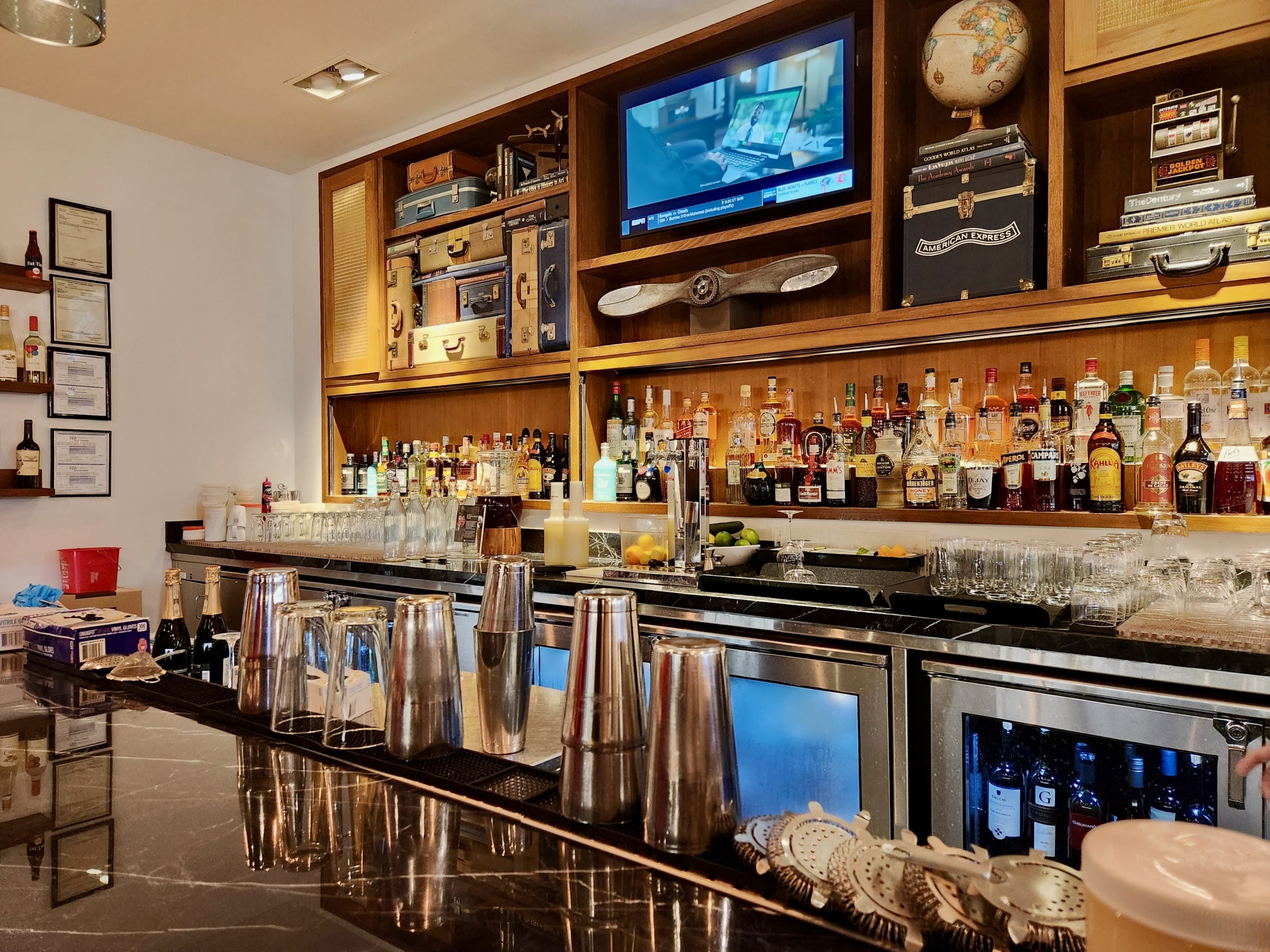 American Express Centurion Lounge Las Vegas bar close up
