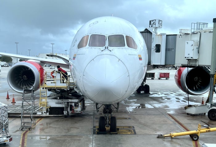 Avianca Boeing 787 Business Class MIA aircraft close up