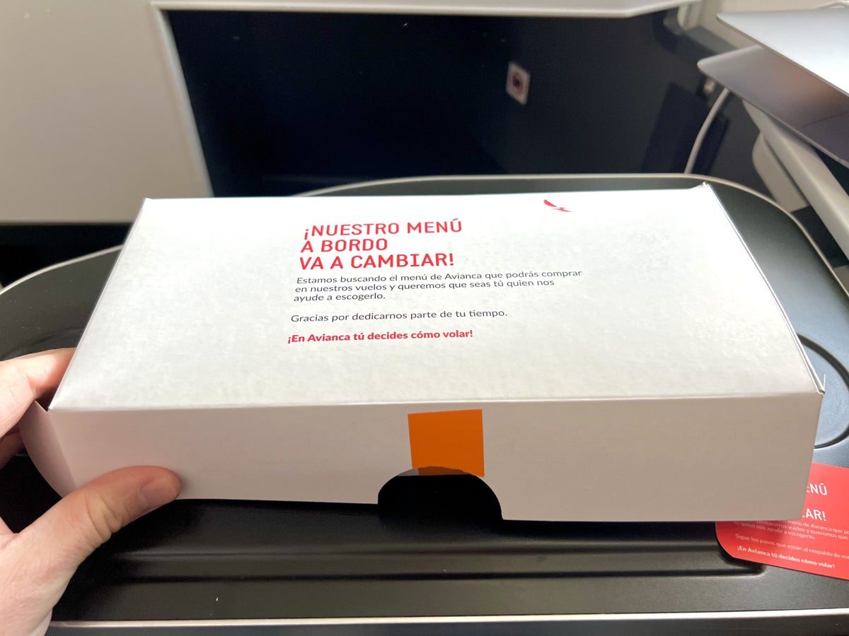 Avianca Boeing 787 Business Class packaged meal
