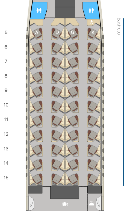 Etihad A350-1000 business class seat map