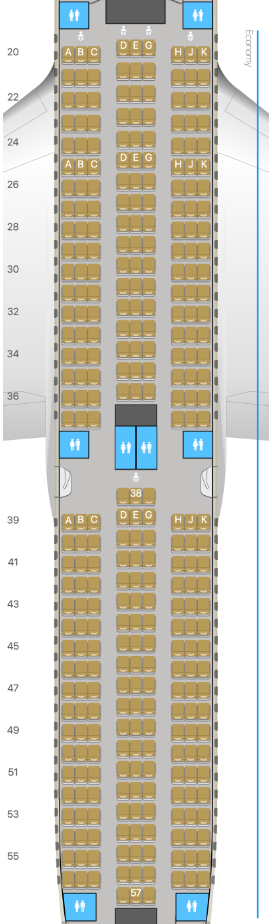 Etihad A350-1000 economy class seat map