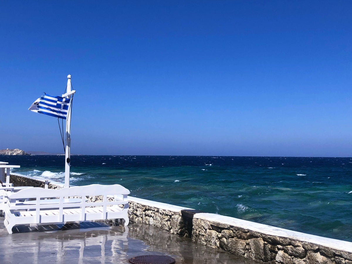 Greek flag in Mykonos