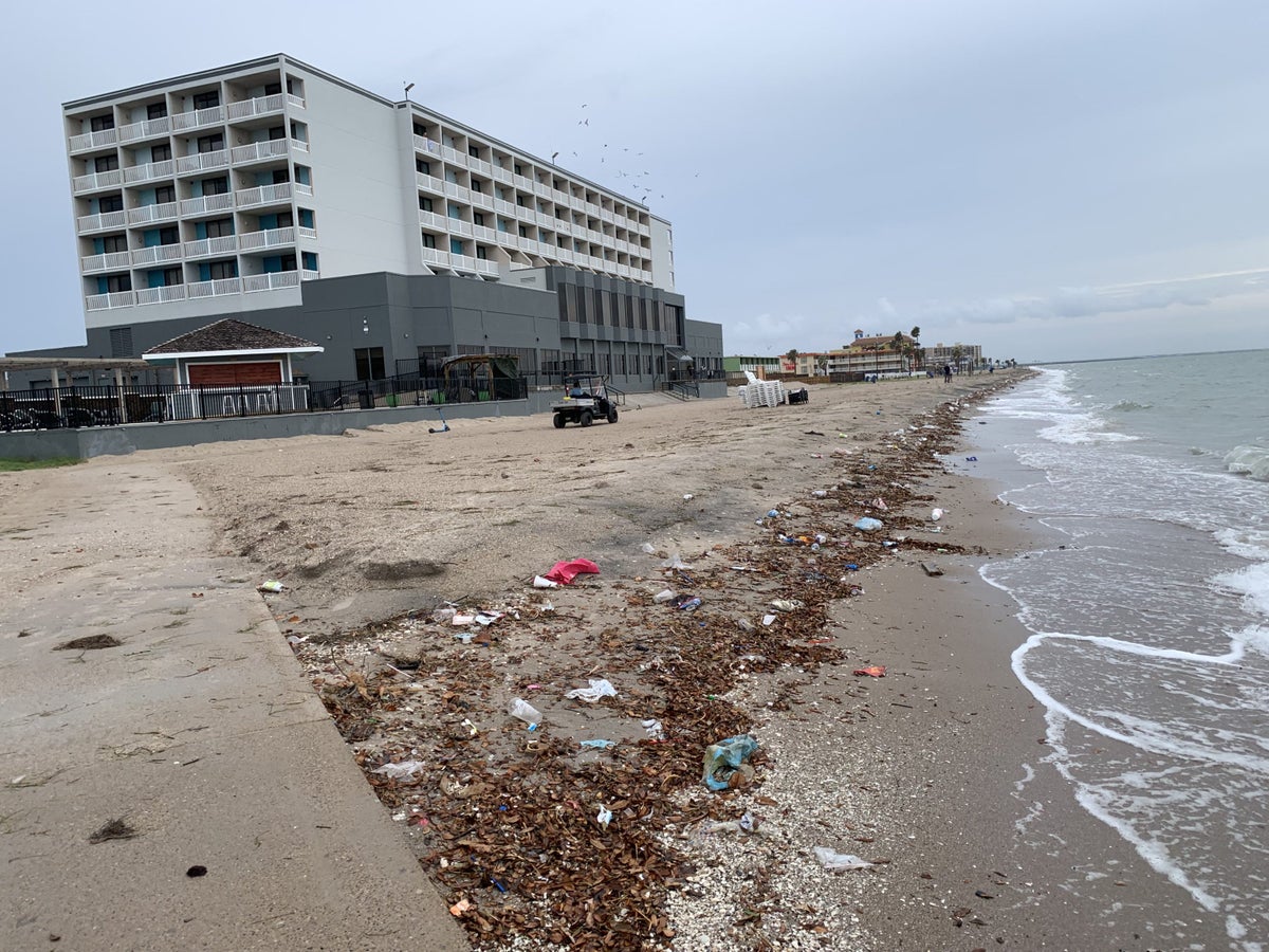 The trash on the beach was especially bad near the sidewalk to the U.S.S. Lexington at DoubleTree by Hilton Corpus Christi Beachfront