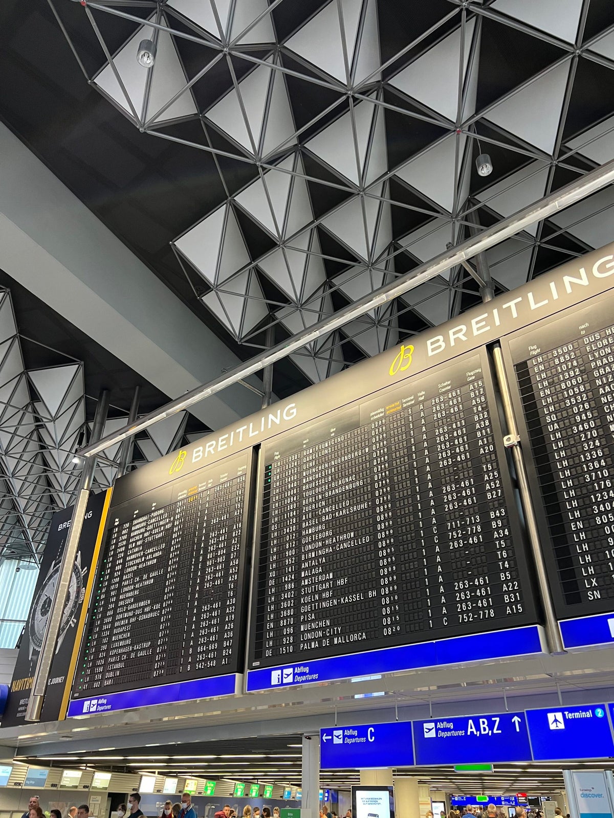 Departures board at Frankfurt Airport