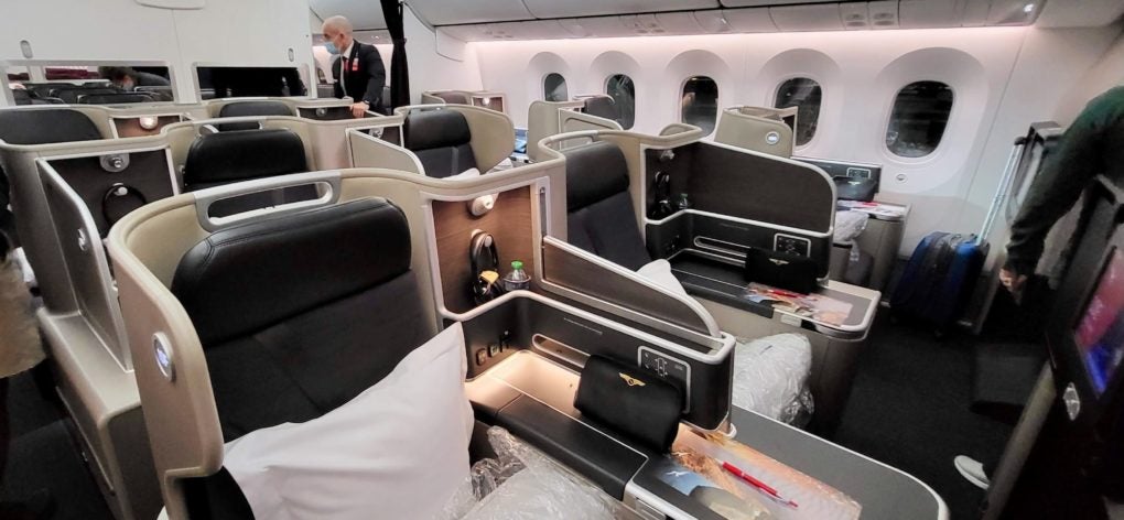 Qantas Airways business class cabin