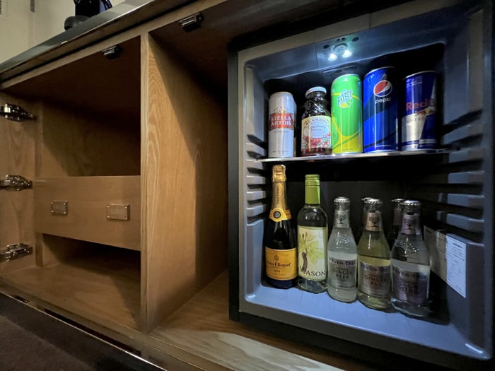 SLS Hotel, a Luxury Collection Hotel, Beverly Hills bedroom mini bar cold drinks