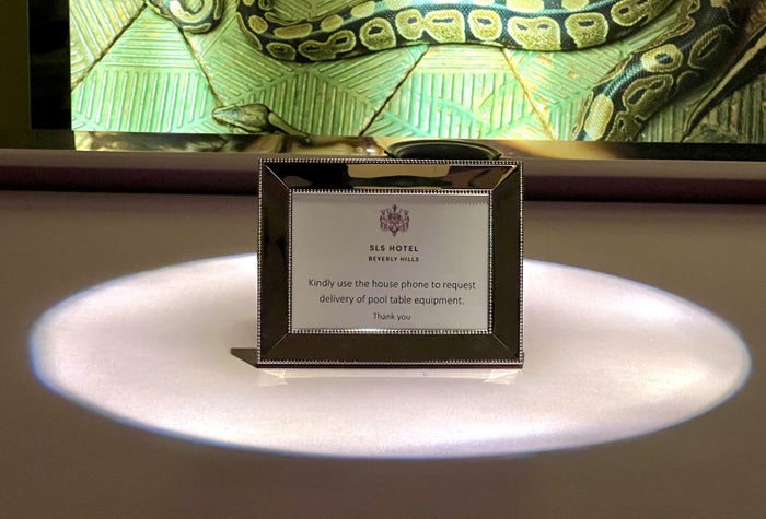 SLS Hotel, a Luxury Collection Hotel, Beverly Hills pool table sign