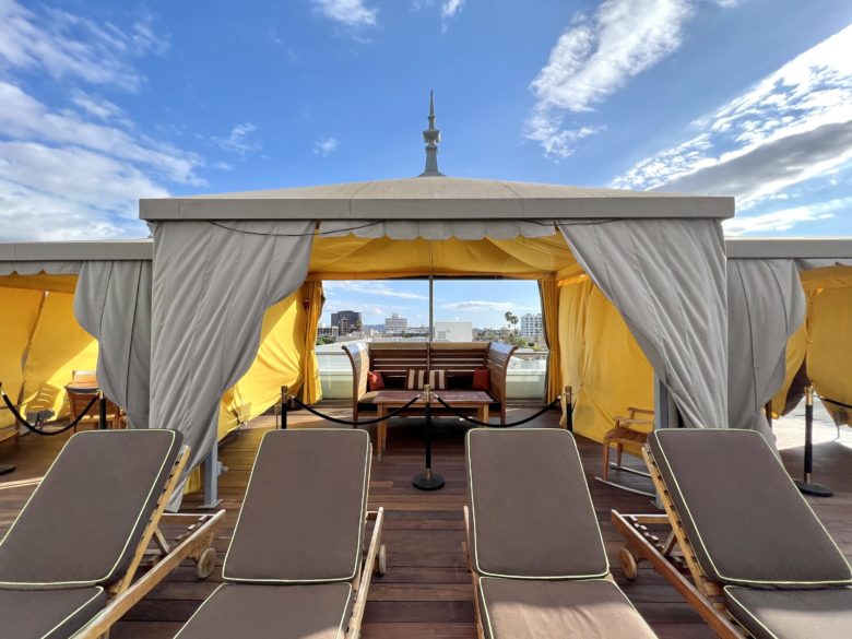 SLS Hotel Beverly Hills Luxury Collection rooftop pool larger cabana