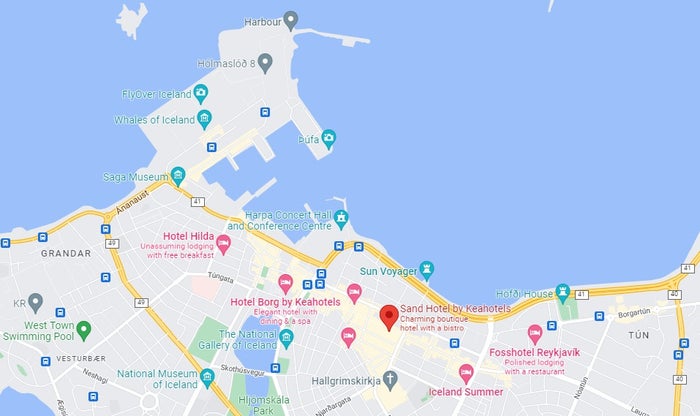 Sand Hotel Reykjavik Location