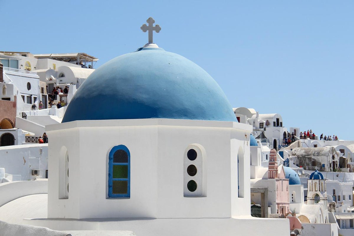 Santorini Greece blue domes