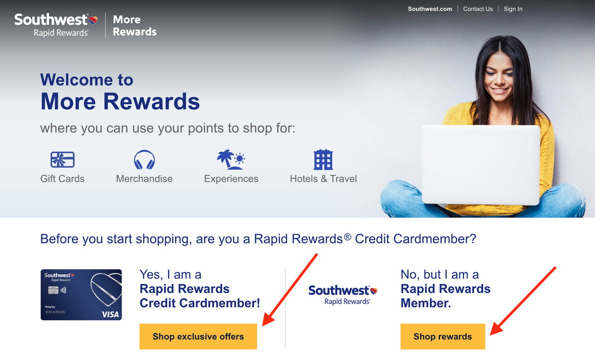 Southwest Rapid Rewards More Rewards portal
