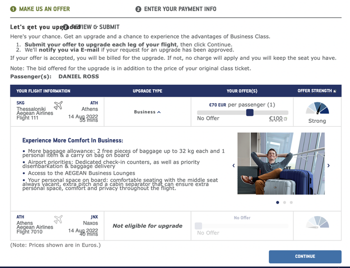 Aegean Upgrade bidding