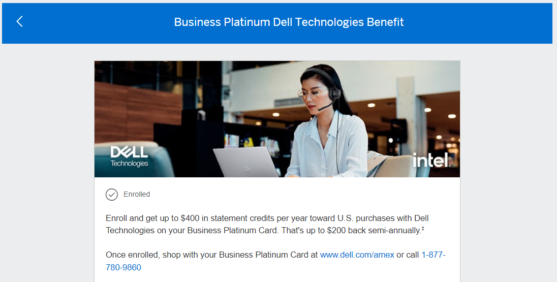Amex Business Platinum Card Dell Technologies Benefit