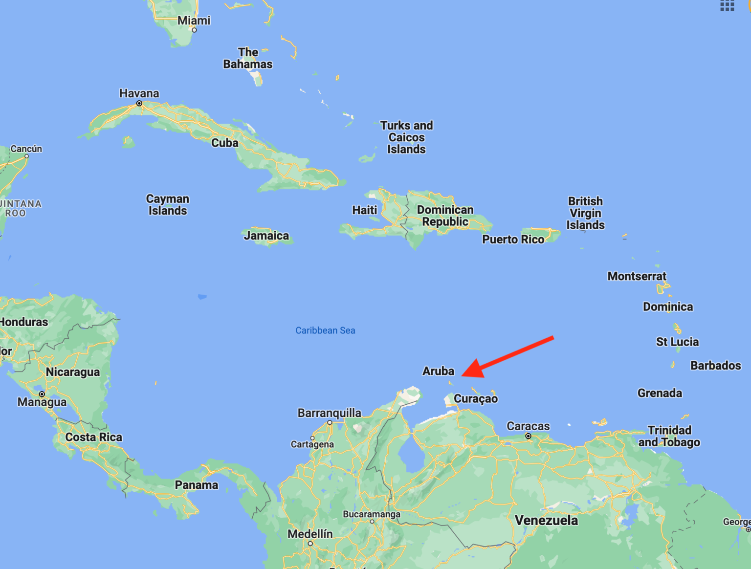 how far is aruba from the equator        <h3 class=