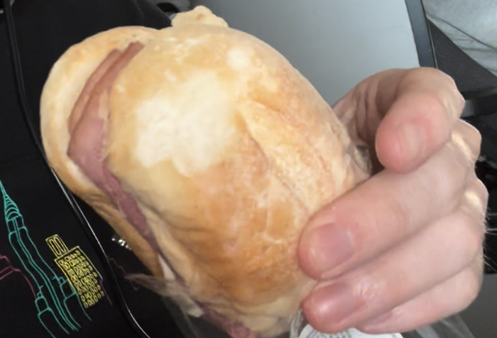 Avianca Boeing 787 business class ham and cheese sandwich