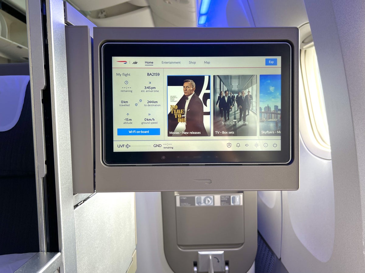 British Airways Boeing 777 200 Club World IFE screen