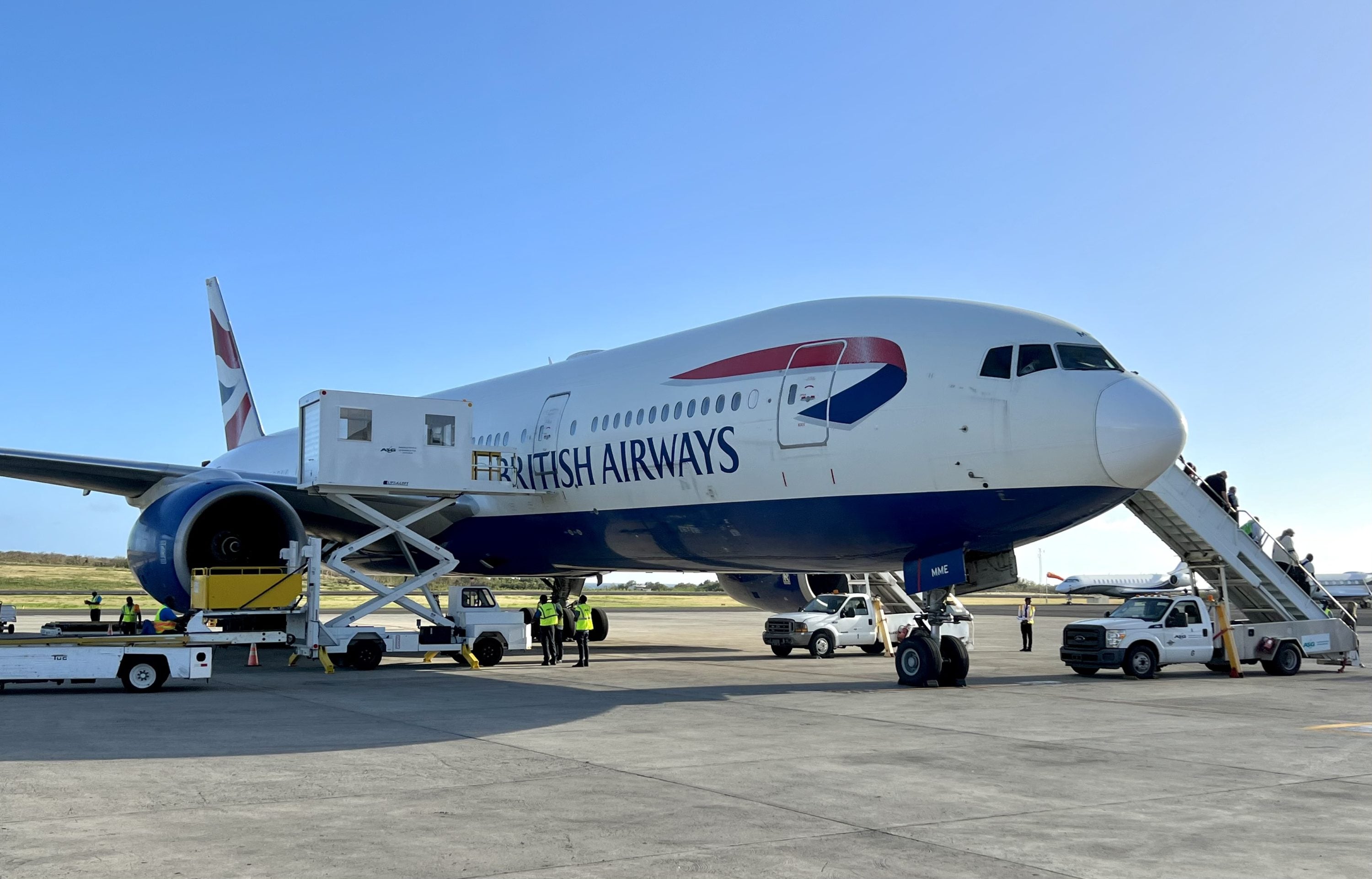 British Airways Boeing 777 200 Club World aircraft at Grenada