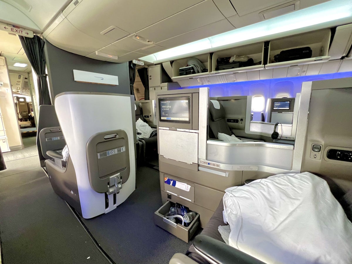 British Airways Boeing 777 200 Club World cabin messiness