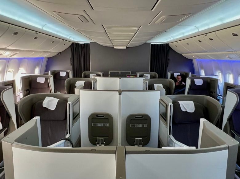 British Airways Boeing 777 200 Club World cabin middle