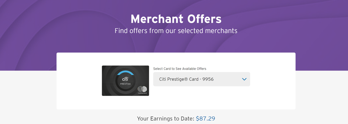 Citi Merchant Offers header