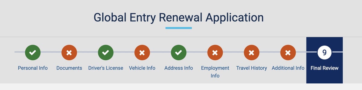 Global Entry Renewal Application steps