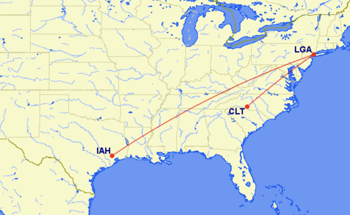Map of Spirit's new routes from La Guardia