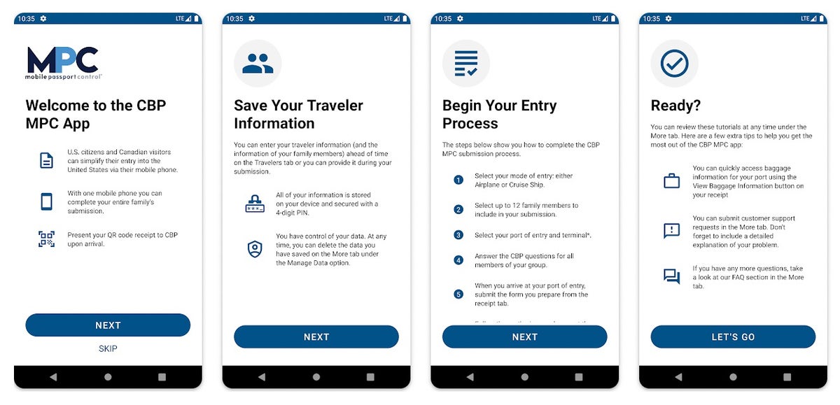Mobile Passport Control App Display