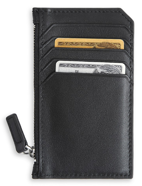 ROYCE New York Zip Leather Card Wallet