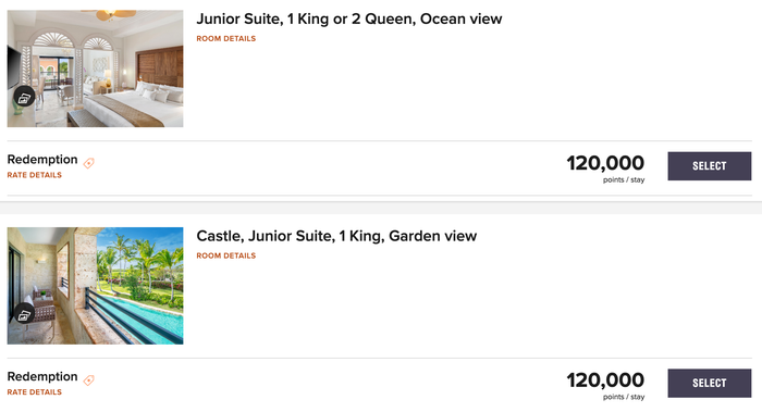 Sanctuary Cap Cana cost in Marriott points