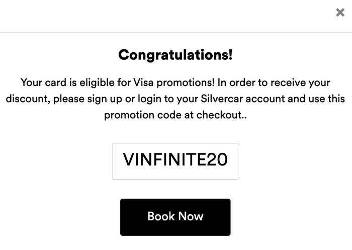 Visa Infinite Silvercar discount