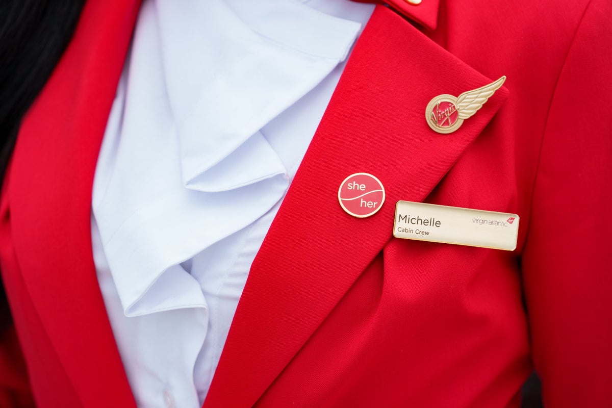Virgin Atlantic pronoun badge