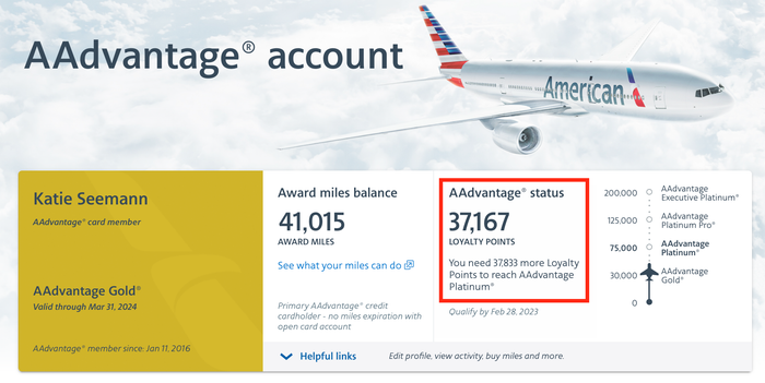 AAdvantage Elite Status progrress