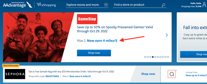 AAdvantage eShopping portal