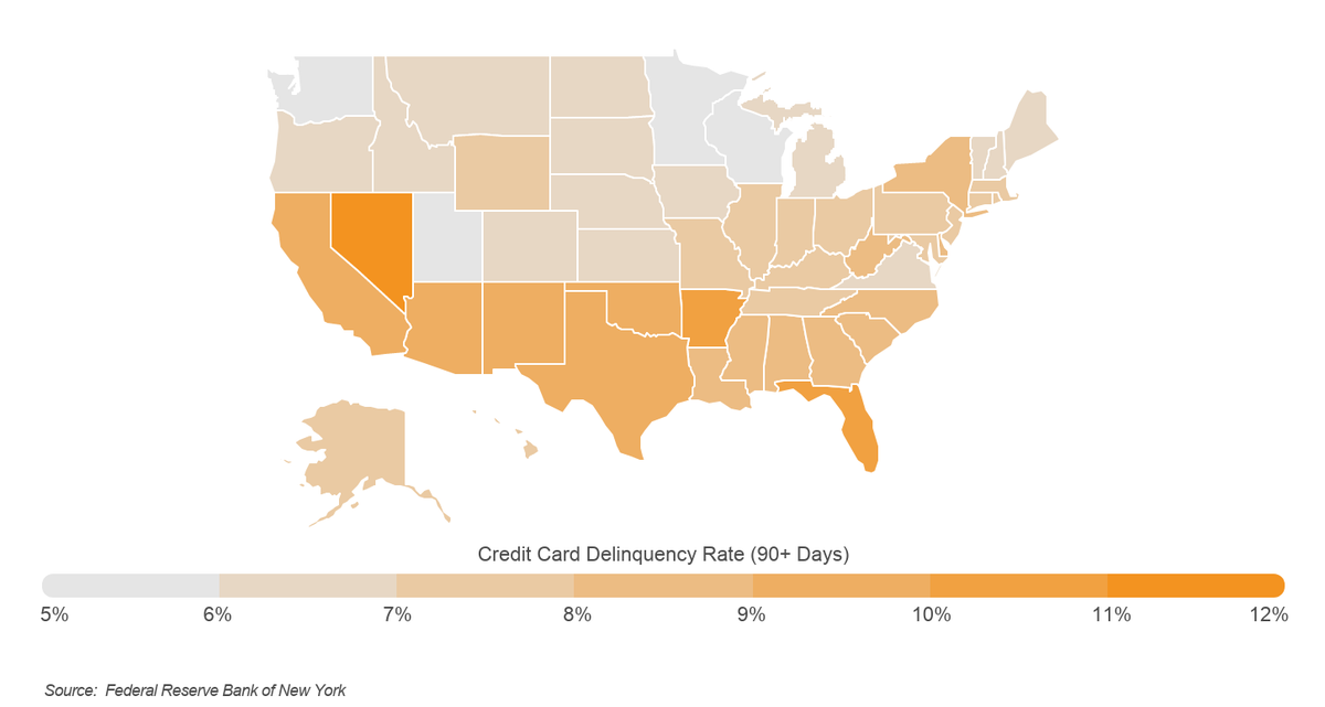 Map of U.S. credit card delinquency rates