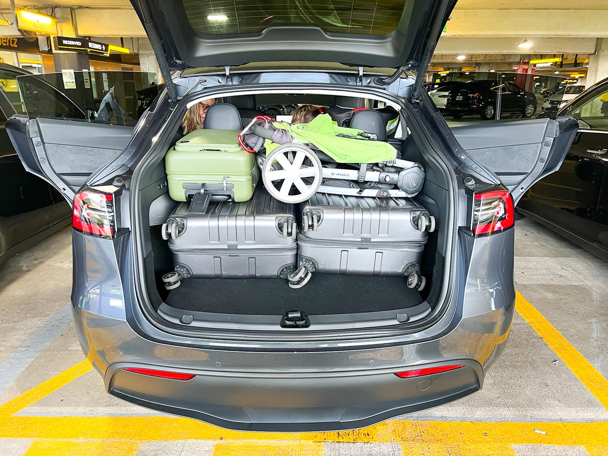 Hertz Tesla Model Y packed trunk