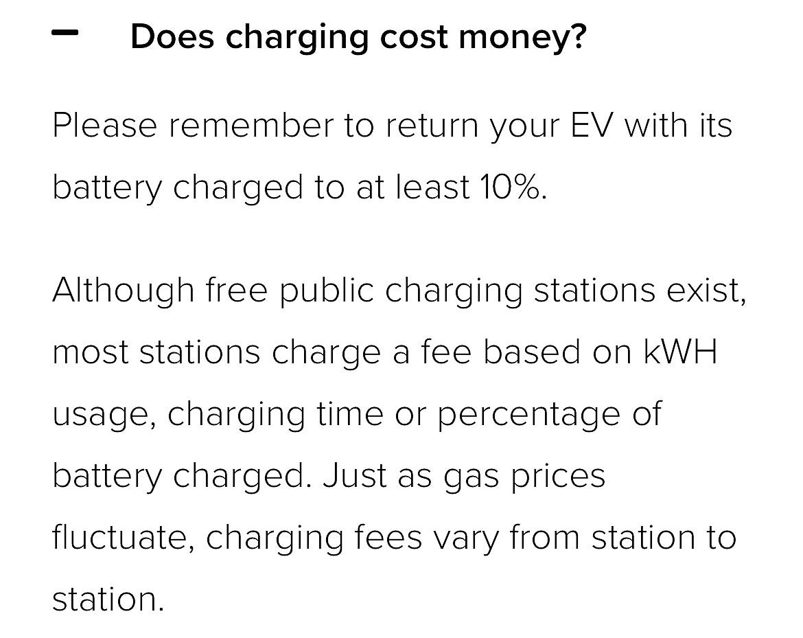 Hertz Tesla Model Y return charging policy