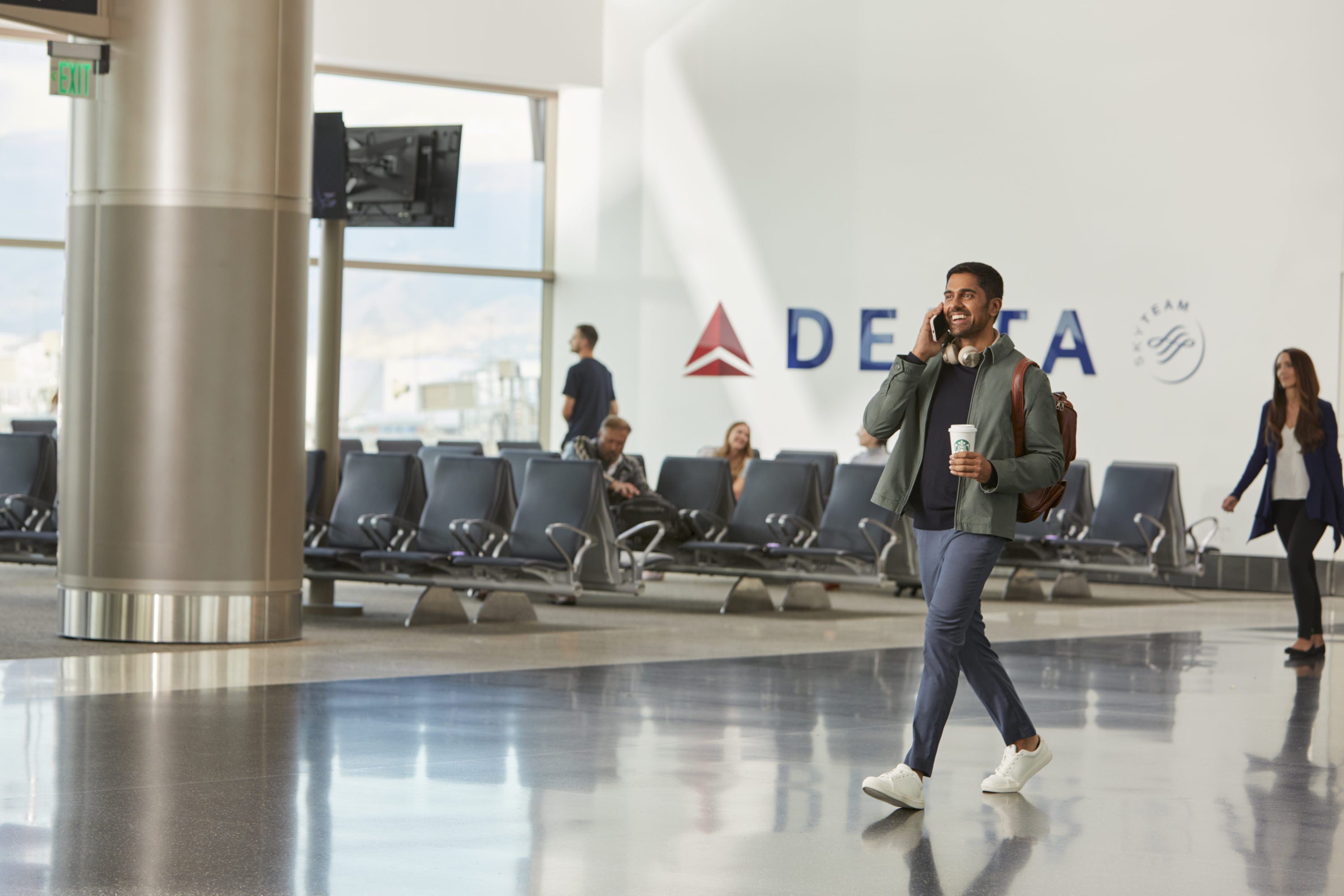Man walking through Delta terminal