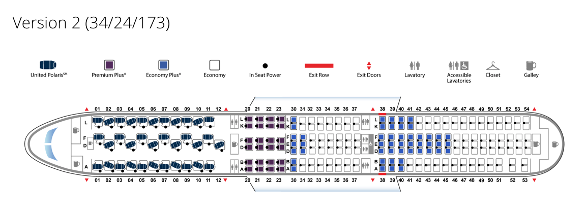 The version 2 layout of a United Boeing 767 400
