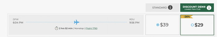 1 way fares from Dallas to Raleigh from just 29