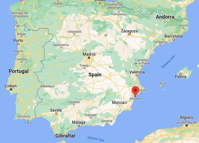 Alicante on map