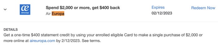 Air Europa Amex Offer