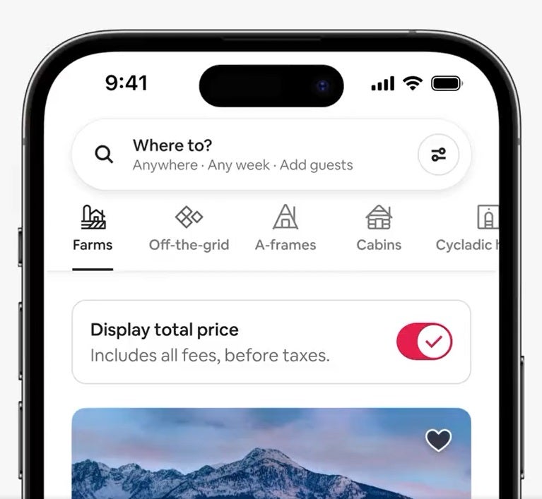 Airbnb price toggle