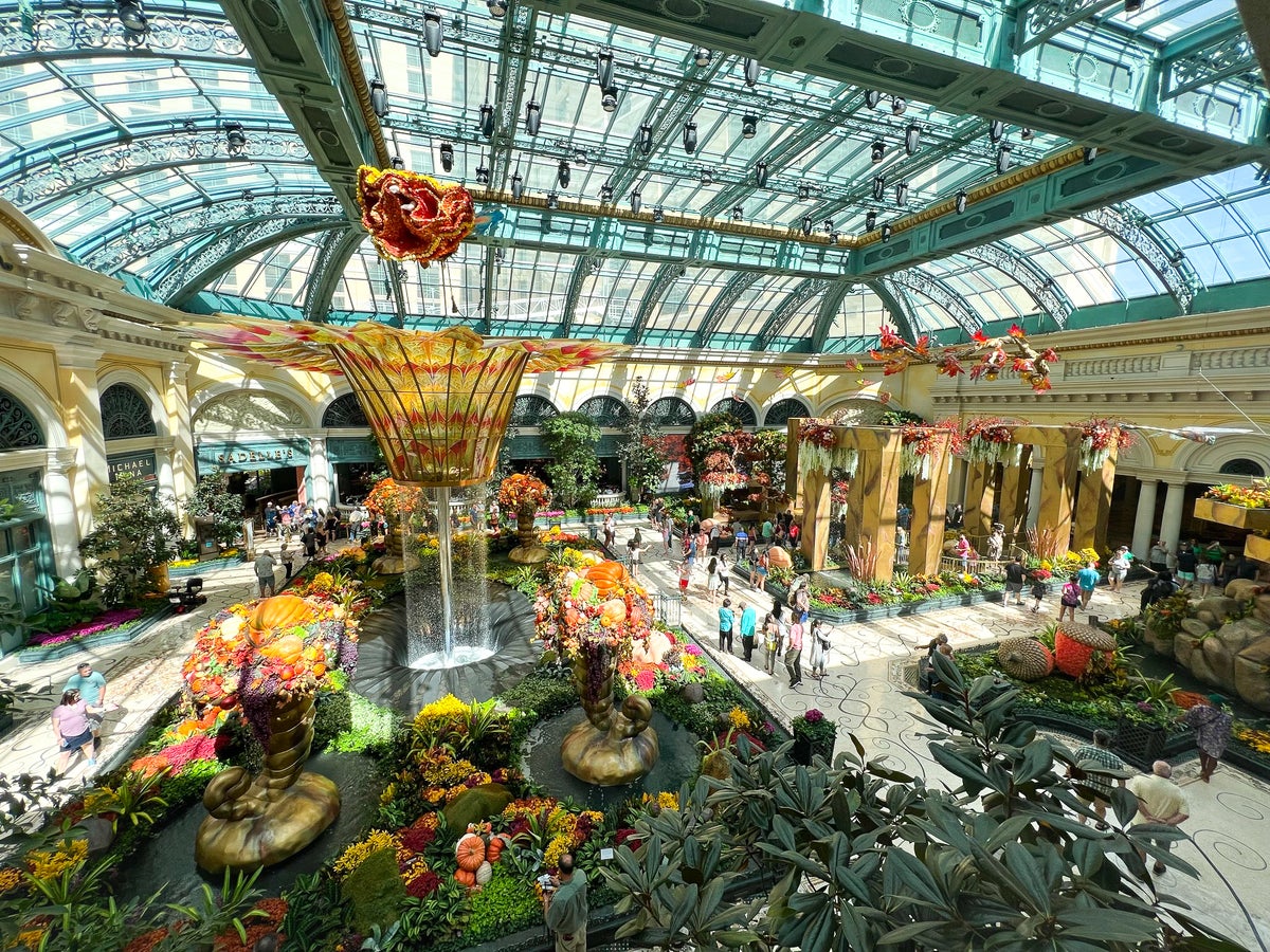 Bellagio Las Vegas Conservatory and Bontanical garden from above at spa