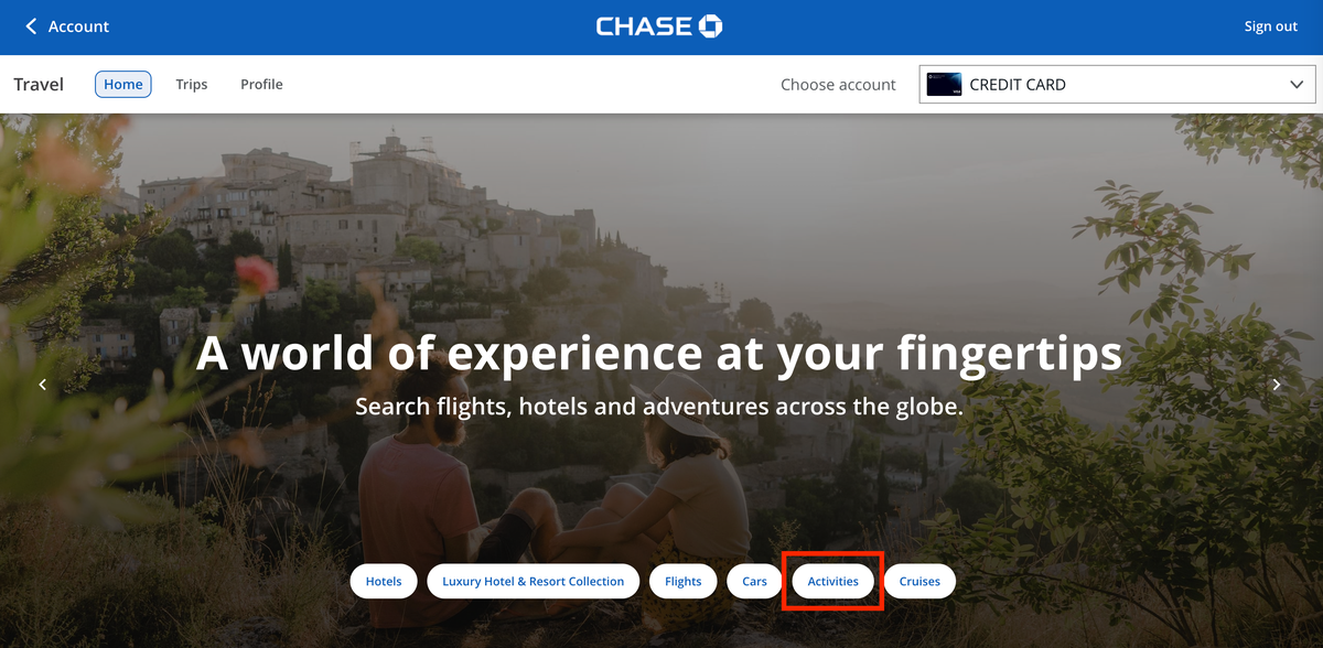 Booking Activities through Chase Ultimate Rewards