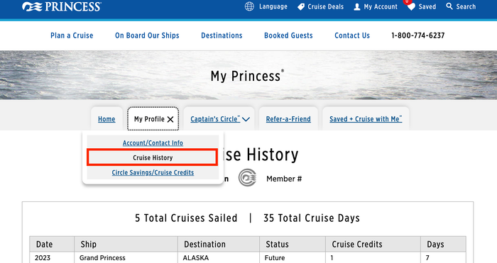 Captains Circle Loyalty Program online account