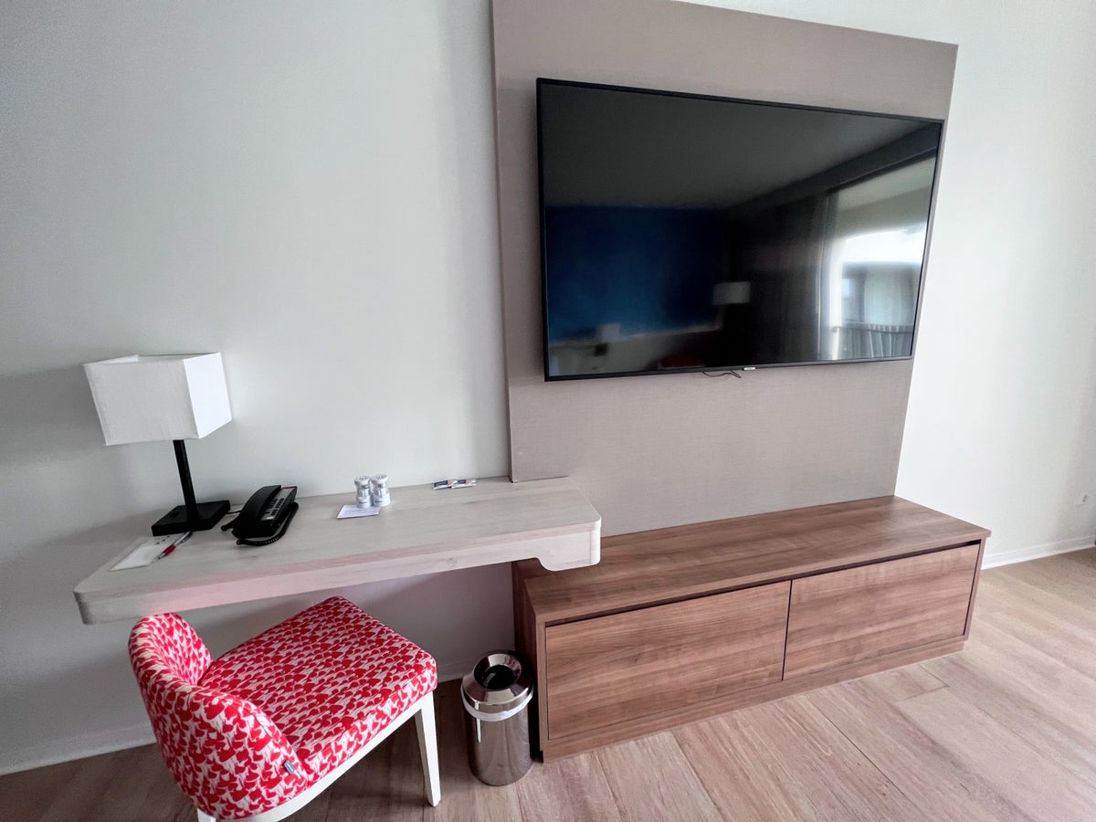 Curacao Marriott Beach Resort guest room desk and tv