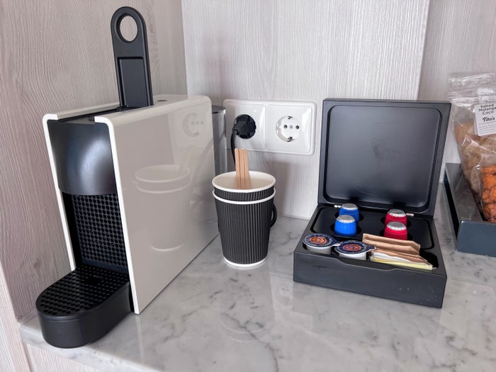 Curacao Marriott Beach Resort guest room espresso machine